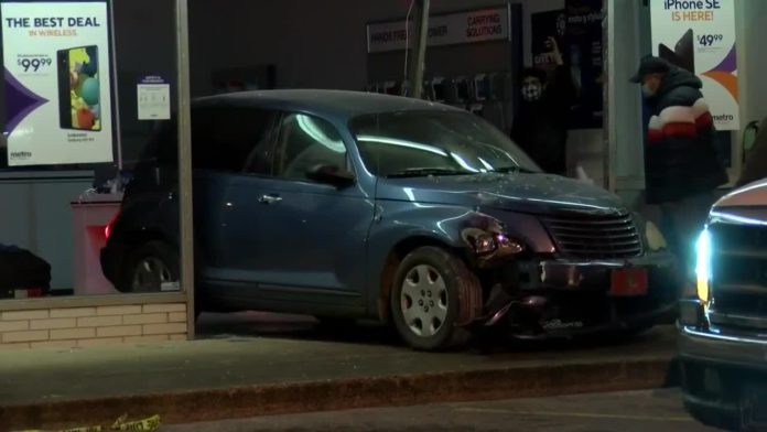 Car crashes into Metro by T-Mobile building in Huntsville